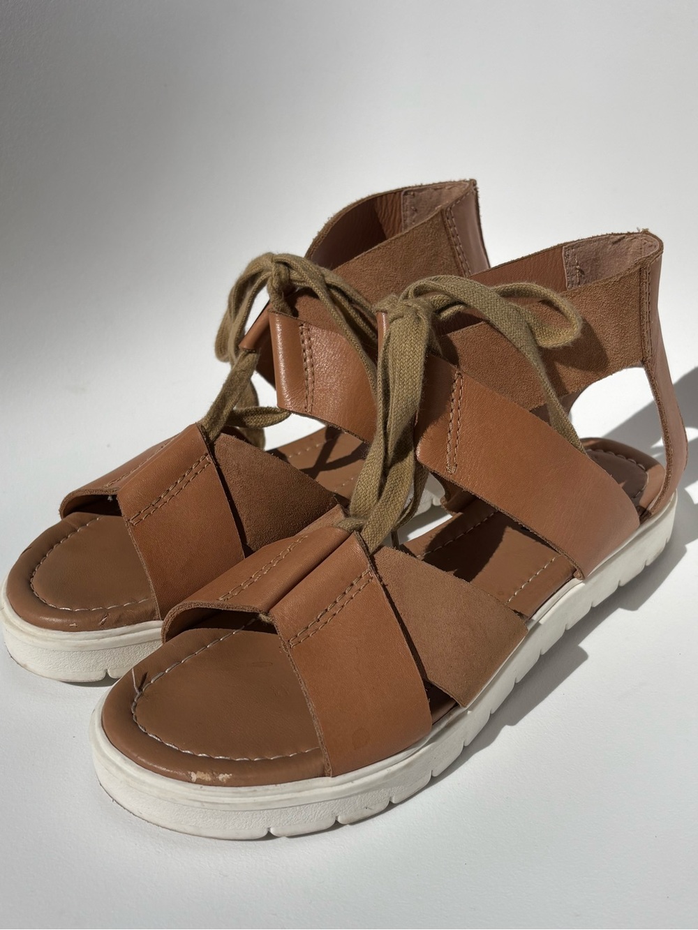 Women's Kelsi Dagger Brooklyn Tan Lace-Up Cutout Sandals Sz 7